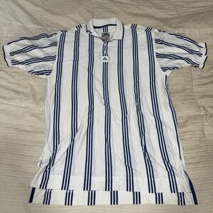 Adidas Vintage 90s Polo Blue / White Striped Multicolor Men's Size X-Large XL